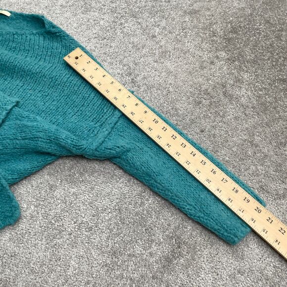J&S Millenium Acrylic Alpaca Pullover Sweater Women Medium teal Green Fuzzy Knit - Picture 11 of 12